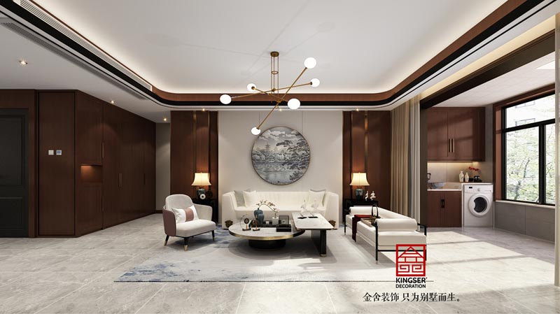 融創(chuàng  )中心217㎡新中式風(fēng)格客廳效果圖