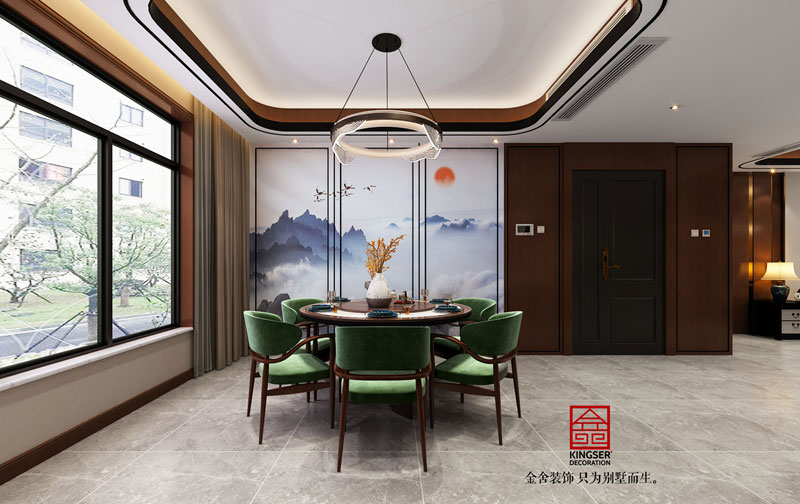 融創(chuàng  )中心217㎡新中式風(fēng)格餐廳效果圖