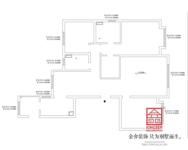 ?融創(chuàng )江坪園160平三室兩衛戶(hù)型原始平面圖
